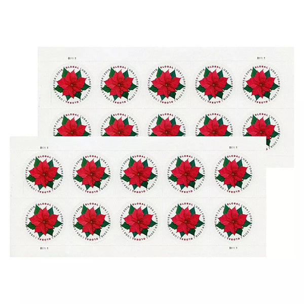 2018 Global Poinsettia International First Class Forever US Postage Stamps