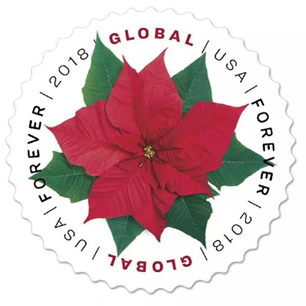 2018 Global Poinsettia International First Class Forever US Postage Stamps